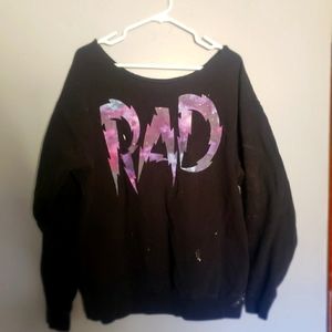 Off the Shoulder Oversized Sweater  Galaxy Print "RAD"
